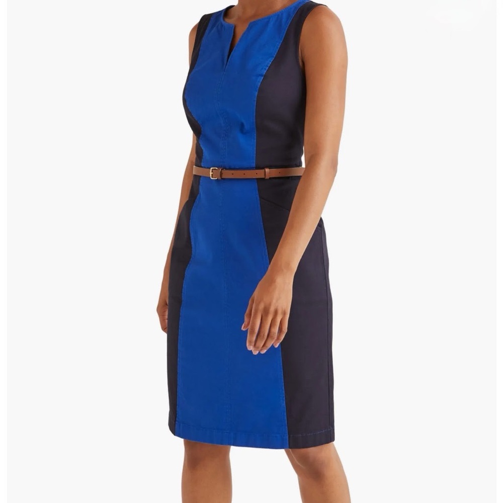 Boden Helena Chino Sheath Dress Blue and Navy Size 16 NWT